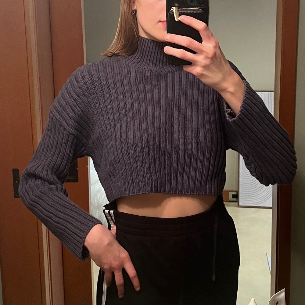 Zara cropped mock neck knit sweater